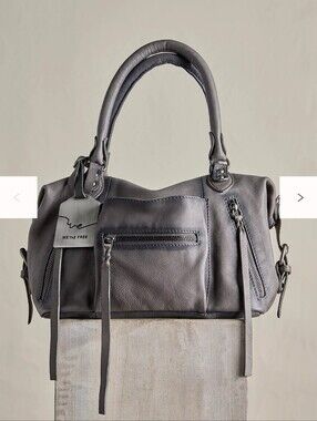 GRAVEL ROCK Grey Baby Emerson Free People Leather Satchel Bag